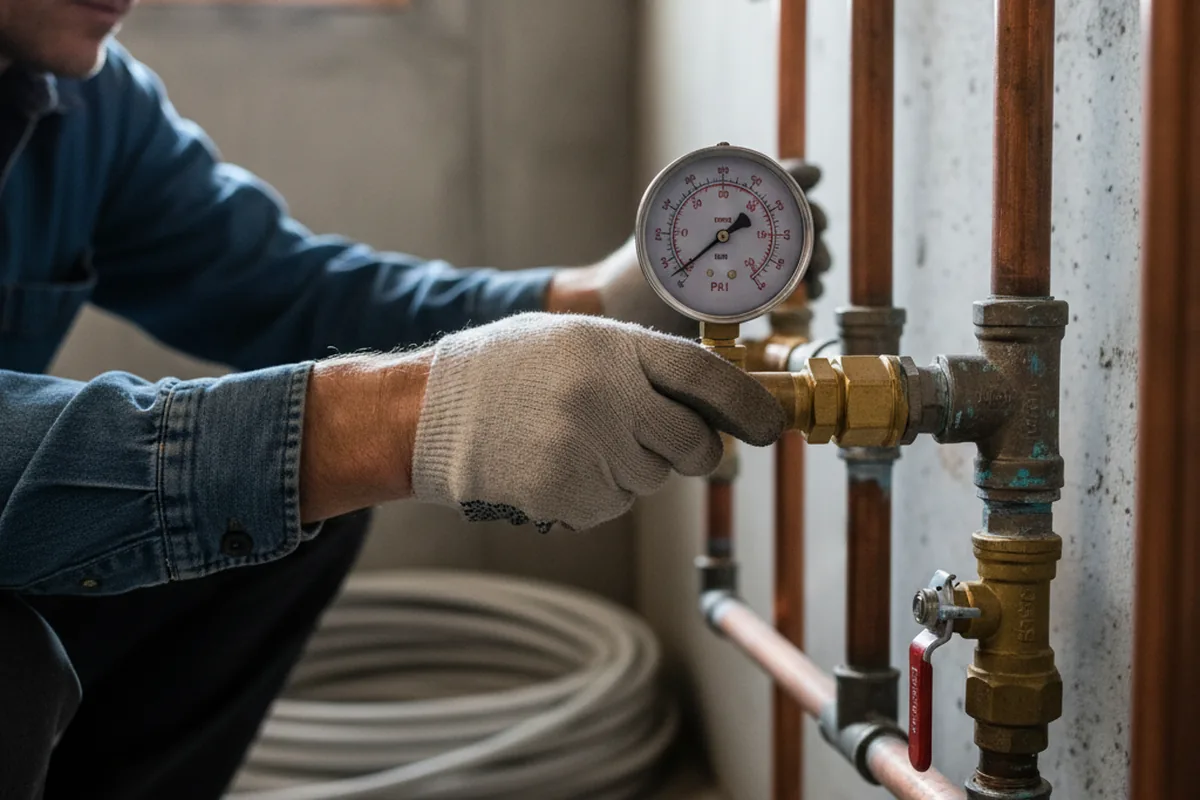 Pressure testing a repaired line during Water Line Repair in Springdale